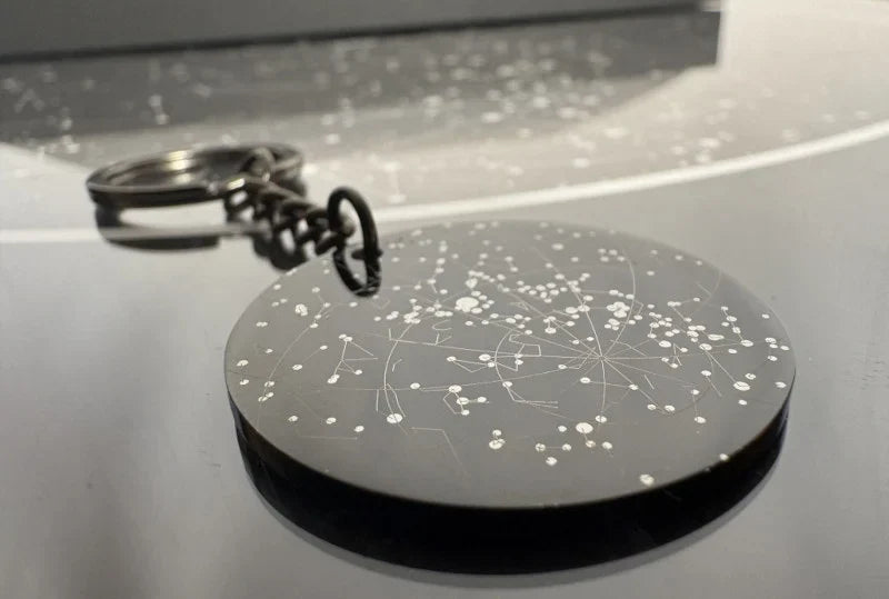 Keychain with a Map of your Star & Coordinates on the back
