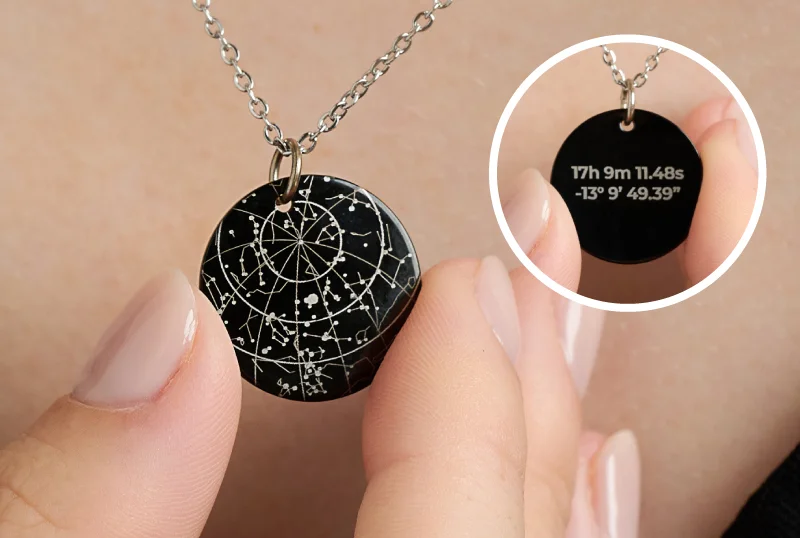 Engraved Personalized Map of your Star Necklace